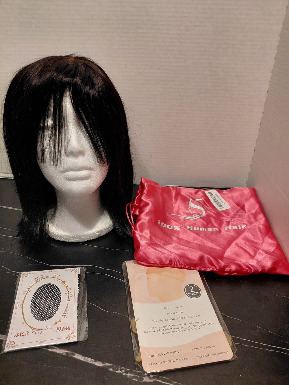 100% Human Dark Brown Bob Wig with Satin Storage Bag 12in